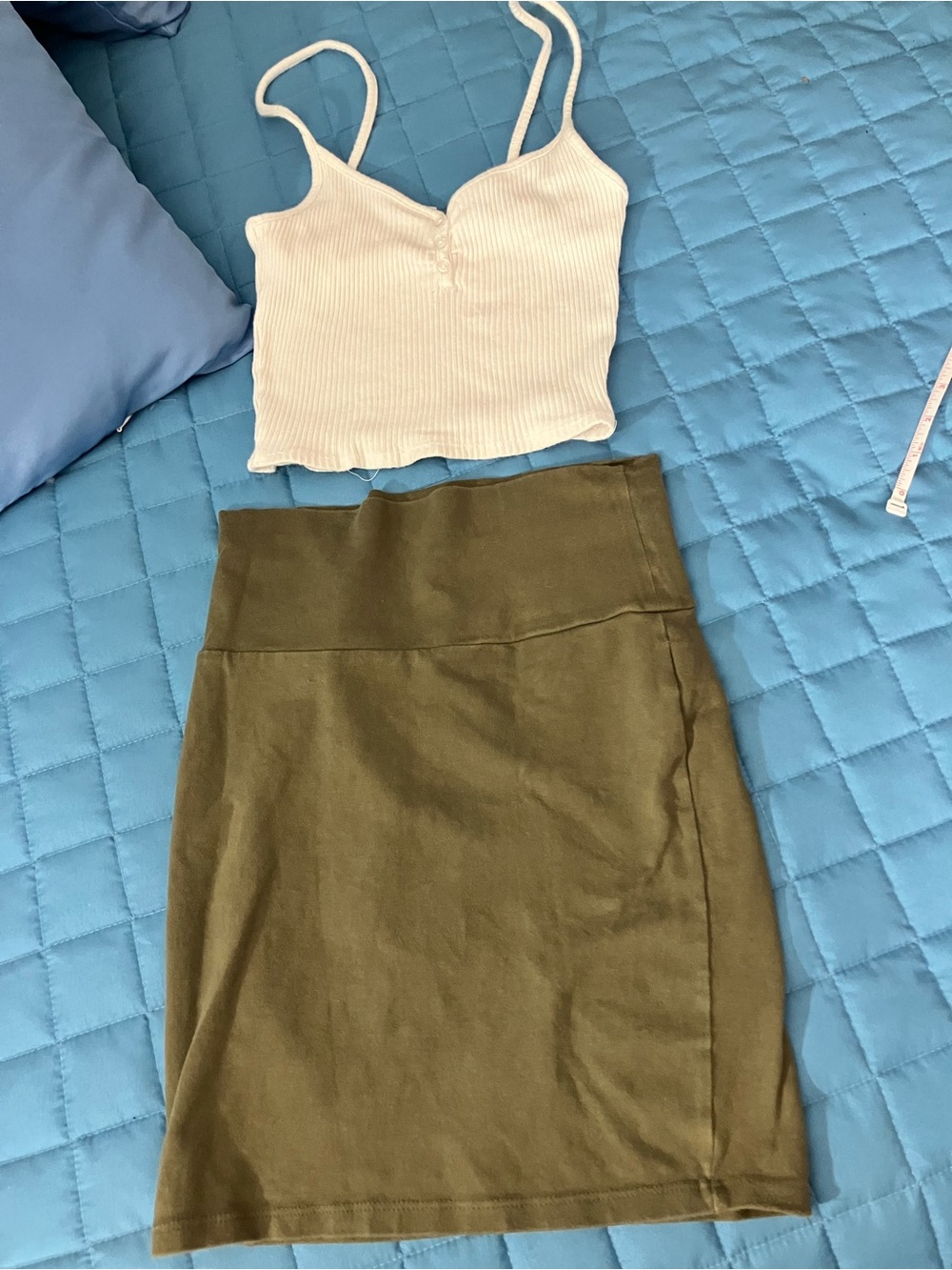 Charlotte Russe Olive Green Knit Pencil Skirt set w crop top